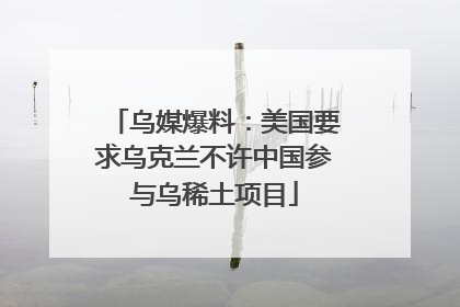 乌媒爆料：美国要求乌克兰不许中国参与乌稀土项目
